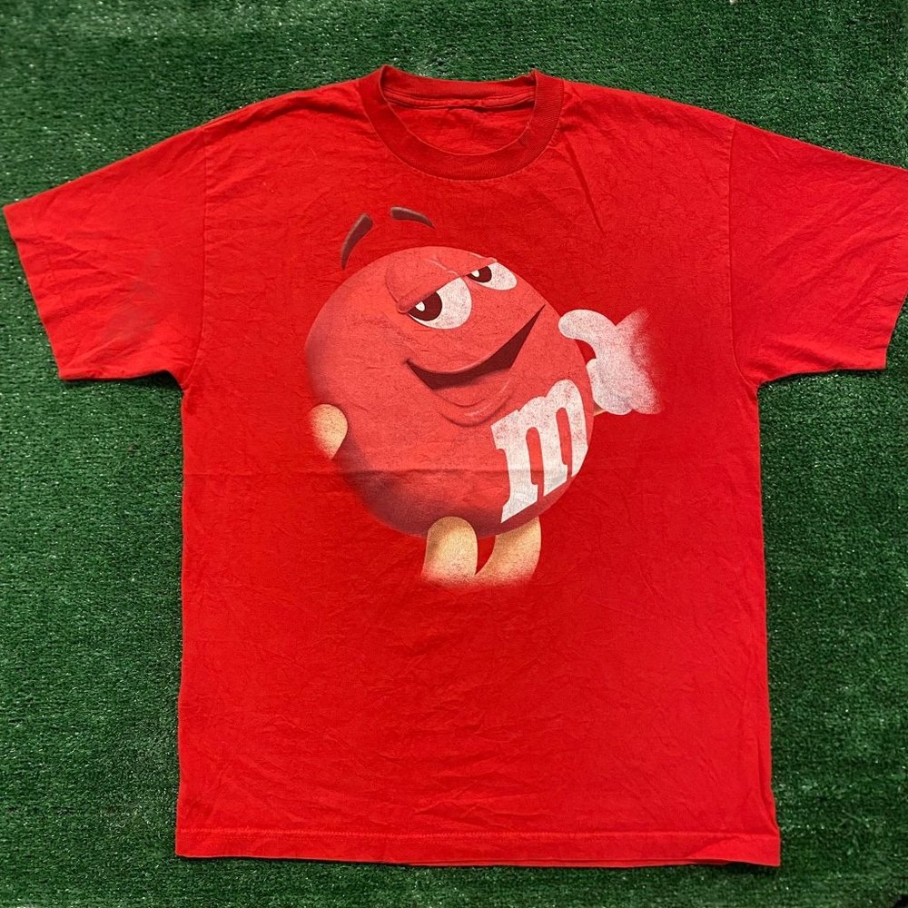 Vintage Y2k Essential Red M&Ms Chocolate Candy T-… - image 1